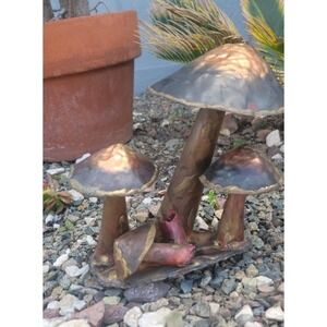 Vtg MCM Brutalist‎ Metal Copper & brass Mushroom Art Sculpture